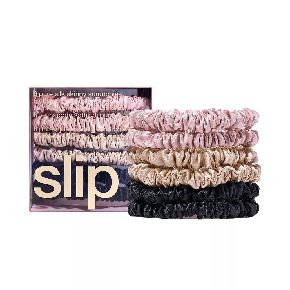 Slip 6 pc Pure Silk Skinny Scrunchie Set - New in Box